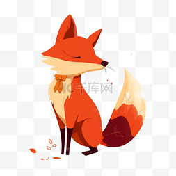 树林里的狐狸图片_狐狸扁平插画手绘免抠元素