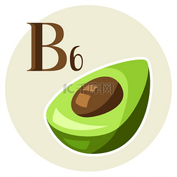 b6图片_风格化鳄梨的插图蔬菜图标食品风