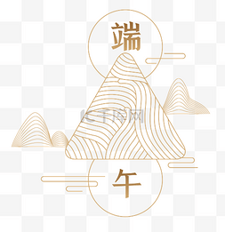 线描金色国风端午云纹