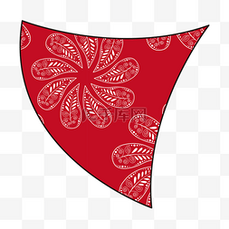头巾剪贴画红色佩斯利花型三角巾