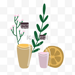 柠檬凉茶图片_植物花卉精油瓶柠檬