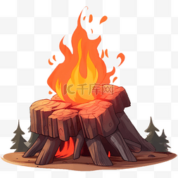 火堆卡通图片_火焰卡通木材火堆