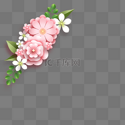 春季花朵图片图片_女神节剪纸风植物花朵边框
