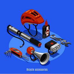 自行车配件背景与头盔泵扳手瓶链