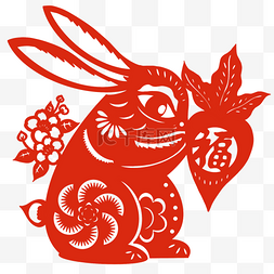 兔子红色剪纸图片_兔年红色剪纸
