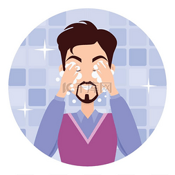 保湿补水海报背景图片_男人洗脸。洗脸，剃须，保湿。