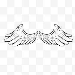 复古线性翅膀鸟羽毛形状天使透明