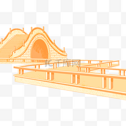 宫廷走廊图片_中国风古风国潮风描线桥走廊