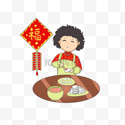 春节的食物图片_新年春节节日包饺子的妈妈习俗