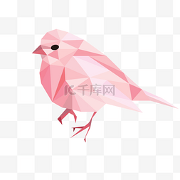 低聚风格粉色系小胖鸟