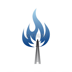 蓝色天然气火焰图片_天然气和石油公司标志孤立的图标