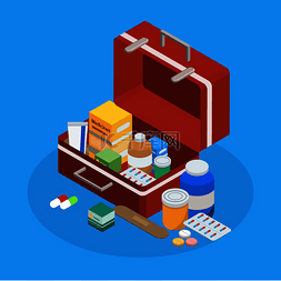 打开的手提箱图片_药品生产药品包装药丸片剂混合物
