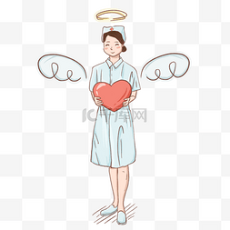 手绘天使翅膀图片_512国际护士节手绘爱心天使女护士