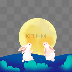 中秋中秋节赏月可爱兔子
