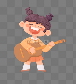 小女孩弹吉他人物