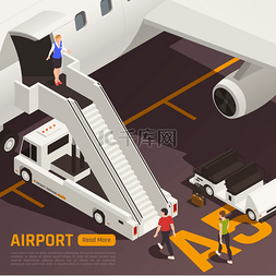 机场车图片_机场等轴测背景由飞机空中楼梯卡