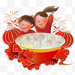 春节吃汤圆图片_新年元宵元宵节吃汤圆