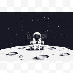 卡通宇航员月球图片_月球上有手机的宇航员
