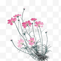 鱼鳞花格图片_水墨格桑花