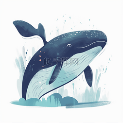 蓝色卡通创意海洋鲸鱼