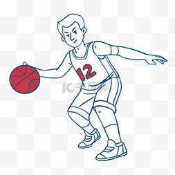 男子篮球卡通涂鸦风格