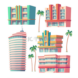 酒店房子卡通图片_在白色背景隔绝的现代旅馆或办公