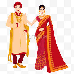 印度纱丽图片_服饰中的红色点缀印花印度婚礼