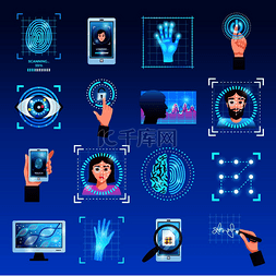 智能识别图标图片_识别技术符号图标设置与触摸屏指