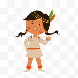 美洲印第安人原住民小女孩羽毛摆