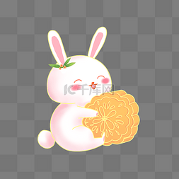 中秋中秋节兔子吃月饼