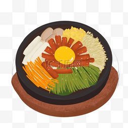 韩国美食石锅拌饭食物插画