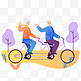 清新插画老年人骑车运动锻炼老年生活