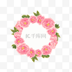 圆框图片_水彩牡丹花卉贺卡边框圆