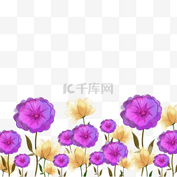 紫色水彩婚礼花卉边框