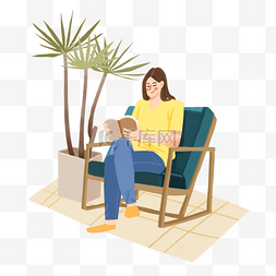 坐在长椅上的看书图片_日常生活场景看书阅读的女孩