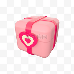 3d礼物盒子图片_情人节C4D建模立体3D粉红色礼盒