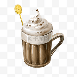 冰淇淋巧克力奶霜水彩咖啡