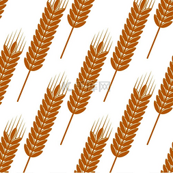 弯弯的谷穗图片_金色小麦无缝图案白色背景上有黄