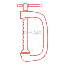 抽筋图片_霓虹灯夹螺丝夹红色矢量插图图像