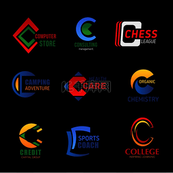 国际象棋图标图片_用于公司和业务设计的字母 C 图标