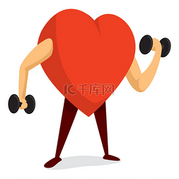 坚韧的爱训练肌肉的卡通插图