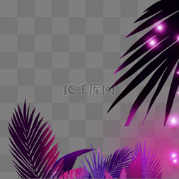 紫色棕榈树霓虹边框