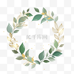 金色婚礼主题图片_金箔叶子植物装饰边框