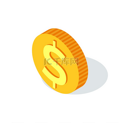 钱符号图片_带有美元符号的金币在白色、众筹