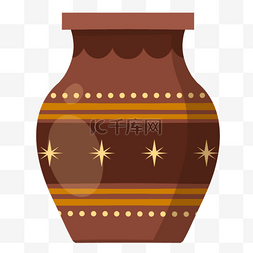 花纹棕色图片_印度乌加迪棕色卡通花纹瓶子