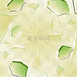玻璃破碎抽象绿色碎片