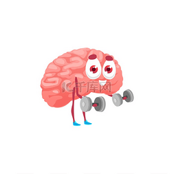 脑血管健康图片_脑力卡通人物举哑铃孤立记忆训练