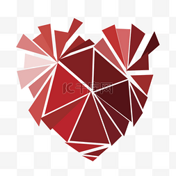 红色低几何图片_几何多边形低聚分割红色爱心