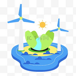 水力发电插画图片_节能减排风力发电