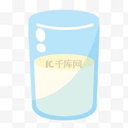 蓝色透明玻璃杯和牛奶